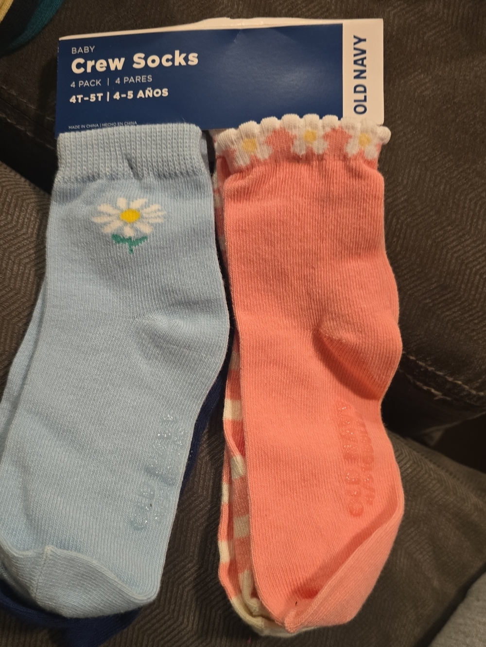 Old Navy Kids Crew Socks - Light Blue & Coral Pink, 4-Pack